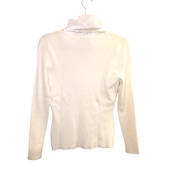 Cyrus Ribbed Cream Sweater with White Ruffled Neck - Picture 2 of 11